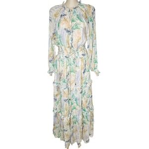 Christy Lynn Florence Maxi‎ Dress Silk Chiffon M Fairy Romantic Ethereal Cottage